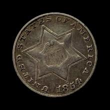 1854 Three-Cent Silver Piece ABOUT UNCIRCULATED