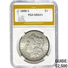 1888-S Morgan Silver Dollar PGA MS63+