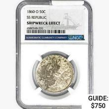1860-O Seated Lib. 50C NGC Shipwreck Effect SS REP.