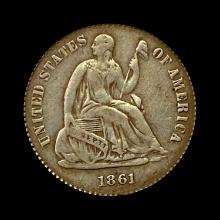 1861 Seated Liberty Half Dime LIGHTLY CIRCULATED