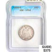 1856-O Seated Liberty Quarter  VF35