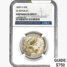 1859-O Seated Lib. 50C NGC Shipwreck Effect SS REP.