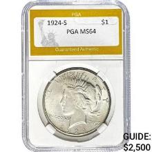 1924-S Peace Dollar PGA MS64