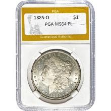 1885-O Morgan Silver Dollar PGA MS64 PL