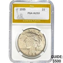 1935 Peace Dollar PGA AU50