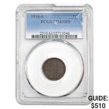 1918-S Wheat Cent PCGS MS63