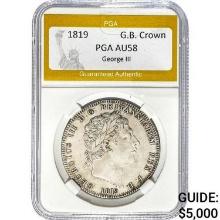 1819 G.B. Crown George III PGA AU58