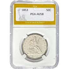 1853 Seated Liberty Half Dollar PGA AU58