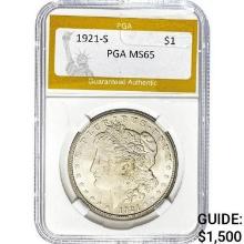 1921-S Morgan Silver Dollar PGA MS65