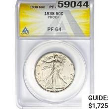 1938 Walking Liberty Half Dollar ANACS PF64