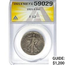 1921-S Walking Liberty Half Dollar ANACS F12