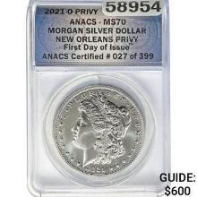 2021-O Morgan Silver Dollar ANACS MS70