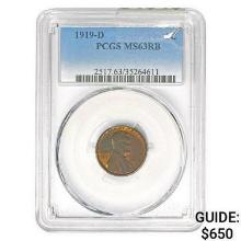 1919-D Wheat Cent PCGS MS63 RB