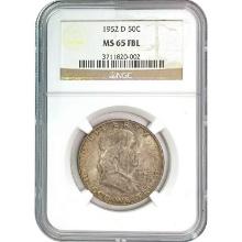 1952-D Franklin Half Dollar NGC MS65 FBL