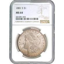 1881-S Morgan Silver Dollar NGC MS64