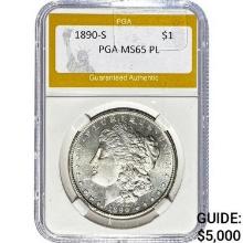 1890-S Morgan Dollar PGA MS65 PL
