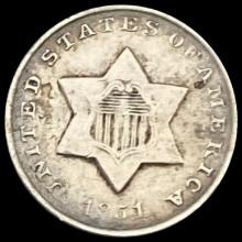 1851-O Silver Three-Cent Piece NEARLY UNCIRCULATED NEARLY UNCIRCULATED
