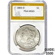 1883-O Morgan Silver Dollar PGA MS65