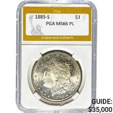 1885-S Morgan Dollar PGA MS66 PL