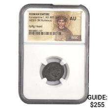 Roman Constantine I, AD 307-337 AE3/4 BI Nummus NGC AU