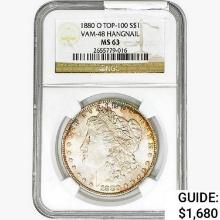 1880-O Morgan Silver Dollar NGC MS63 VAM-48