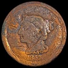 1857 Braided Hair Large Cent NICELY CIRCULATED