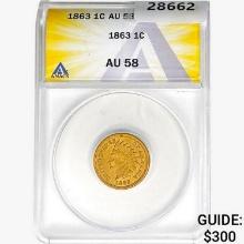 1863 Indian Head Cent ANACS AU58