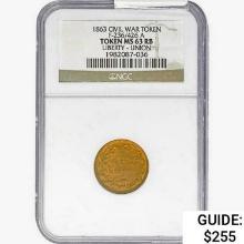 1863 CWT Liberty-Union NGC MS63 RB