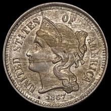 1857 Nickel Three Cent CLOSELY UNCIRCULATED