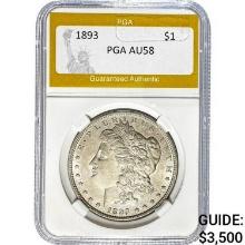 1893 Morgan Silver Dollar PGA AU58