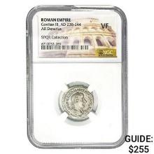 Roman Gordian III, AD 238-244 Silver Denarius NGC VF
