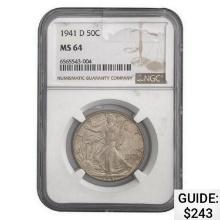 1941-D Walking Liberty Half Dollar NGC MS64