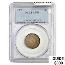 1889 Liberty Victory Nickel PCGS AU50