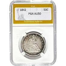 1842 Seated Liberty Half Dollar PGA AU50