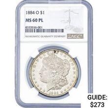 1884-O Morgan Silver Dollar NGC MS60 PL