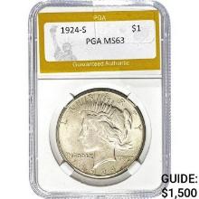 1924-S Peace Dollar PGA MS63