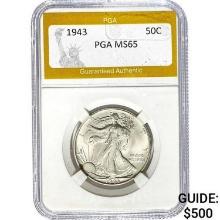 1943 Walking Liberty Half Dollar PGA MS6