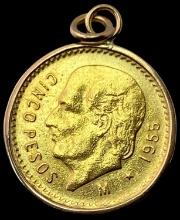 1955 Mexico 5 Pesos M Mint Mark HIGH GRADE