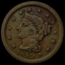 1849 Braided Hair Large Cent LIGHTLY CIRCULATED