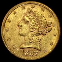 1887-S Liberty Head Half Eagle CLOSELY UNCIRCULATED