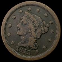 1843 Braided Hair Large Cent LIGHTLY CIRCULATED
