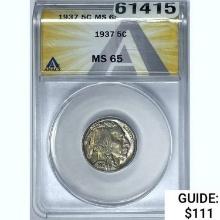 1937 5C Buffalo Nickel ANACS MS 65