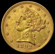 1892 GOLD $5 Liberty Head Half Eagle CHOICE BU