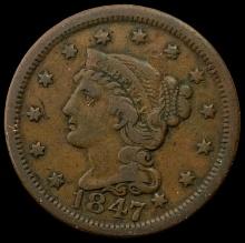1847 Large Cent LIGHTLY CIRCULATED