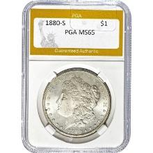 1880-S Morgan Silver Dollar PGA MS65