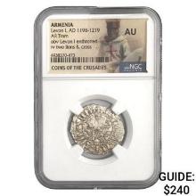Armenia Levon I, AD 1198-1219 Silver Tram NGC AU