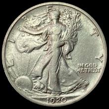 1920-D SILVER Walking Liberty Half Dollar ABOUT UNCIRCULATED
