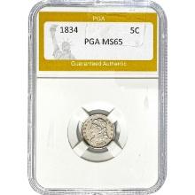1834 Capped Bust Half Dime PGA MS65