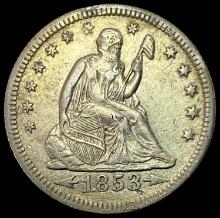 1853-O SILVER Seated Liberty Quarter NEARLY UNCIRCULATED