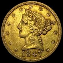 1847 GOLD $5 Liberty Head Half Eagle NEARLY UNCIRCULATED